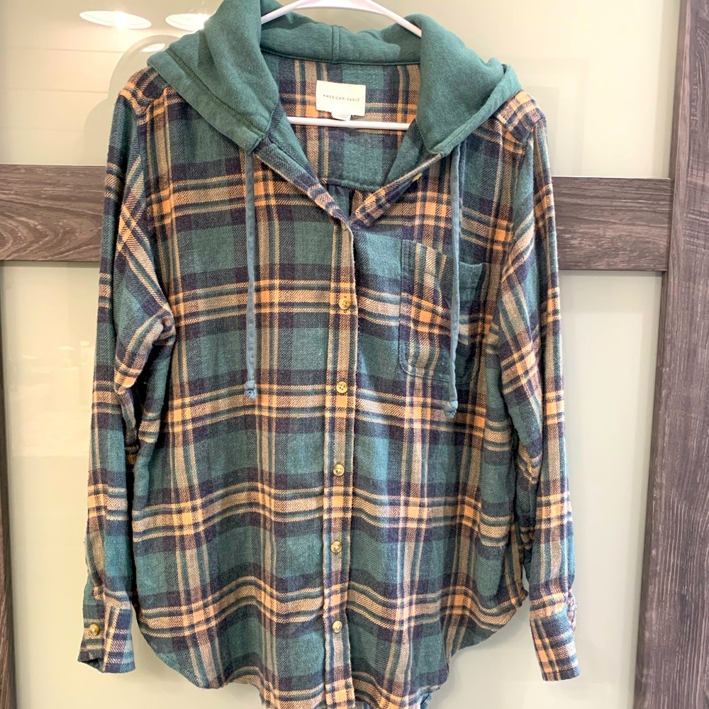 American Eagle Hooded Flannel